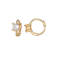 Pendientes de Aro Huggie de Latón Chapado en Oro de 14K con Zirconia Redonda y Corazón de Mickey, Joyería de Moda Linda para Niñas, ¡Gran Oferta!