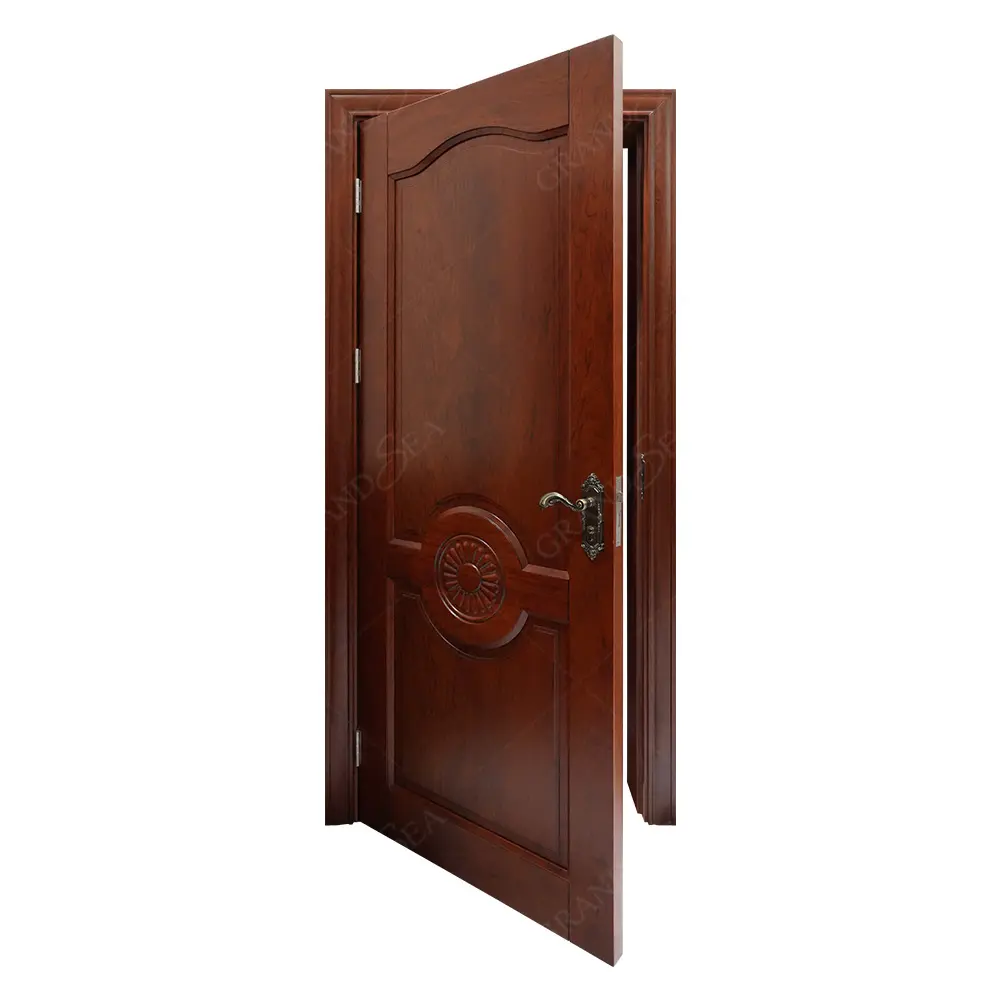 باب كلاسيكي من خشب الساج الصلب مع خطوط مرتفعة من البلوط باب متأرجح داخلي متعدد الألواح بسعر رخيص