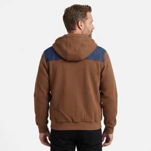 Chaqueta Bomber con Capucha para Hombre, de Pana con Bloques de Color, Cierre de Cremallera, Estilo Casual para Otoño/Invierno, con Cuello Alto - Product Image 3
