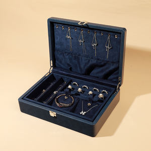 Voyage personnalisé noir bijoux bracelet organisateur boîte de rangement en cuir rectangle collier étui en cuir - Product Image 4