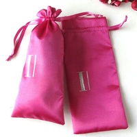 Promotion de luxe Extension d'emballage de cheveux vierges réutilisables pochette de rangement de la poussière en soie sac à cordon en satin avec logo