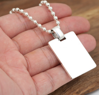 Pendentif en argent sterling 925 et 990 de haute qualité, étiquette de chien, bijoux, logo laser, étiquettes vierges pour gravure, imprimable, bricolage