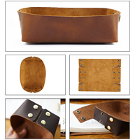 Cadeau promotionnel en cuir véritable Krafts Catchall Change Coin Box Tray Valet Crazy Horse Vintage Handmade Desk Storage Box