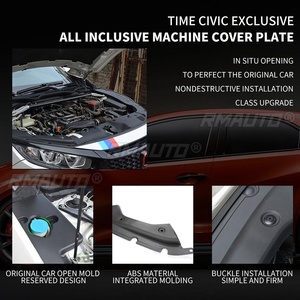 ฝาครอบแผงข้างห้องเครื่องยนต์รถยนต์ RMAUTO 2 ชิ้น สีดำ สำหรับ Honda Civic รุ่นที่ 10 ปี 2016-2020 อุปกรณ์ตกแต่งเครื่องยนต์รถยนต์ - Product Image 3