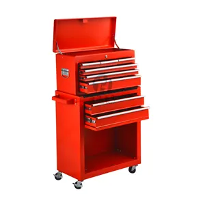 Coffre de rangement à roulettes, boîte de rangement pour garage, organiseur d'outils <span class=keywords><strong>avec</strong></span> 6 tiroirs coulissants à roulements à billes pour chantier de travaux lourds, rangement en acier - Product Image 1