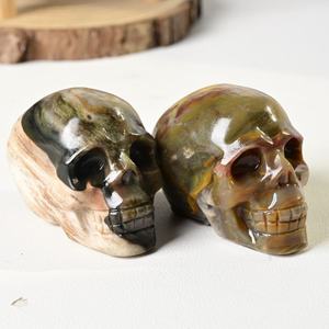 Crânes Fossiles en Bois Petrifié Naturel Poli en Gros, Crânes Sculptés en Cristal Style Bohème, Décoration Maison Noël Halloween - Product Image 2