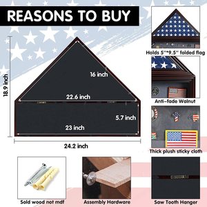 Cross-Border Wooden <strong>Flag</strong> Medal Storage Rack Ornaments Veterans <strong>Flag</strong> Shadow Box with Protective Cover <strong>Display</strong> Wood <strong>Engraving</strong> Type - Product Image 4