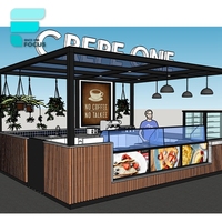 Kiosque à café intérieur moderne, kiosque conteneurisé en bois, kiosque alimentaire mobile pour centre commercial