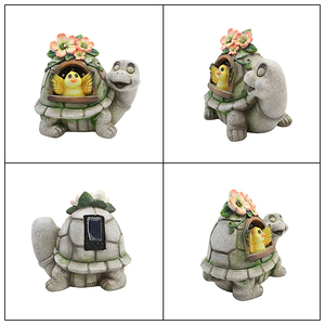 Statue de tortue en résine pour <span class=keywords><strong>jardin</strong></span> avec nichoir à oiseaux solaire et fleurs, décoration extérieure pour <span class=keywords><strong>jardin</strong></span> et cour - Product Image 6