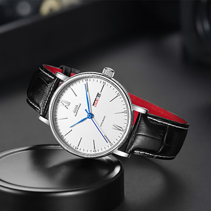 <span class=keywords><strong>Montre</strong></span> de Pékin série classique Date jour <span class=keywords><strong>montre</strong></span> 42mm hommes affaires charme en acier inoxydable bracelet en cuir mécanique automatique squelette - Product Image 6