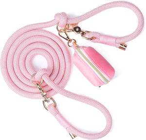 Hands-Free Strong Sturdy <strong>Dog</strong> Leash Nylon <strong>Rope</strong> Set with Custom Multicolored Velvet Bowknot <strong>Dog</strong> Poop Bag Slip <strong>Rope</strong> Leads Training - Product Image 1