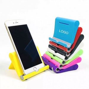 Custom Logo Universal Portable Adjustable Plastic/PP Material Silk Screen Printed Cell Phone <b>Stand</b> Foldable Holder for <b>Desktop</b> - Product Image 1