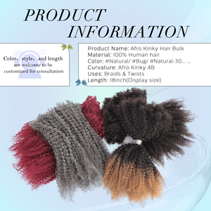 Vast <strong>Source</strong> Factory 18" Afro Kinky Curly Human Hair Bulk for Permanent <strong>Micro</strong> Locs/Twists/Braids/Repair Locs Afro Kinky Bulk 100g - Product Image 6