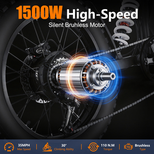 Bicicleta Eléctrica con Motor en la Rueda Trasera de 48V 15AH con Batería de Litio, Potencia Máxima de 1000W, Velocidad Máxima de 35MPH, Cuadro de Aleación de Aluminio - Product Image 5