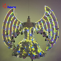 Lampe LED pour adultes Vêtements de danse exotique Ailes d'ange imprimées Robes de carnaval pour spectacles Club Fêtes Club