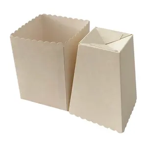 kundenspezifischer druck fabrikhersteller kraftpapier-popcorn-box lebensmittelqualität fettdicht marke faltbarer flacher boden maisbehälter box