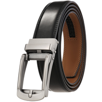 Ceinture en cuir pour homme à boucle inversée sans perforation et boucle automatique sans dents, ceinture décontractée et professionnelle LY33-23426-1