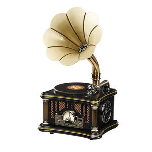 Tocadiscos Retro en Oferta, Reproductor de Discos Todo en Uno, Inalámbrico, con Bluetooth, 3 Velocidades, Reproductor USB, Radio FM, Audio de Alta Fidelidad - Product Image 1