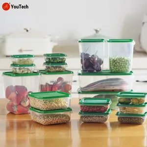 Caja de almacenamiento de plástico con tapa para frigorífico, clasificación de frutas y verduras, multigrano, 17 unidades