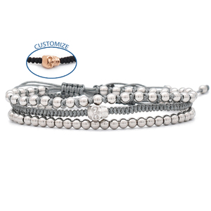 Мужской Регулируемый набор для браслетов ручной работы Плетеные бусины из нержавеющей стали с золотым покрытием очарование черепа подарочные украшения - Product Image 1