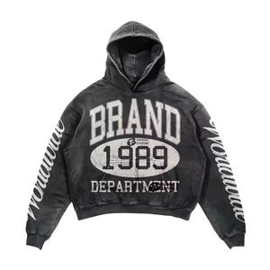 Sweat à capuche oversize vintage personnalisé, streetwear, écologique, imprimé de strass tissés de luxe, style français, pour homme, automne - Product Image 3