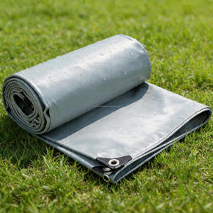 Bâche en <span class=keywords><strong>PVC</strong></span> double face robuste <span class=keywords><strong>500g</strong></span>/m² imperméable avec œillets renforcés, résistante aux UV, à la poussière et à la neige, grise, pour couverture extérieure et tente - Product Image 6