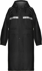 Durable Heavy Duty Adult Rainwear With Reflective Strips <b>Long</b> Hooded PVC <b>Rain</b> <b>Jacket</b> Men Traffic Guard Security Work Raincoat - Product Image 5