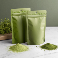 Sacs refermables en plastique découpés sur mesure, imprimés, résistants aux odeurs, à poser, 3,5 g, emballage alimentaire, sachets en mylar pour poudre de matcha