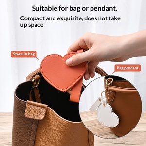 <b>Small</b> Pu Leather <b>Mirror</b> Keychain Travel Rotatable Heart Makeup Cosmetic Pocket Vanity Mini Hand <b>Mirror</b> Keychain Custom Logo Gift - Product Image 3