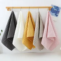 Serviette de toilette 100% coton gaufré 35x75cm, douce, absorbante, séchage rapide, légère, pour salle de bain et cuisine