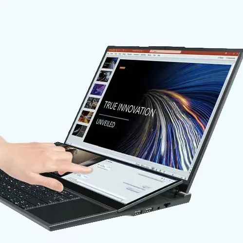 Laptop Premium baru 2024 16 inci + 14 inci layar sentuh tampilan ganda LCD CPU Core i7 10th gen notebook Gaming komputer Laptop