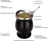 Gourde en acier inoxydable isolée à Double paroi, Sublimation brésilienne, gobelet de 8Oz, tasse de maté, jerba avec Bombilla de maté