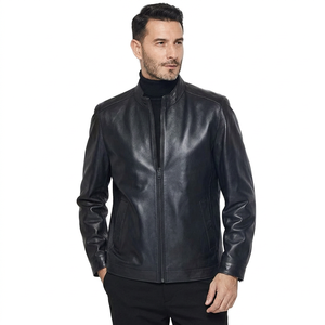 Black Mens Pure Sheep Leather Zipper <b>Jacket</b> Men's Black & BROWN Genuine Lambskin Leather Biker MOTO cafe racer <b>Jackets</b> - Product Image 1