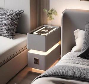 Mesita <span class=keywords><strong>de</strong></span> <span class=keywords><strong>Noche</strong></span> Flotante Inteligente con Carga Inalámbrica, Bloqueo por Huella Dactilar, Altavoz Bluetooth, Luz LED, Montada en la <span class=keywords><strong>Pared</strong></span> para Dormitorio - Product Image 6