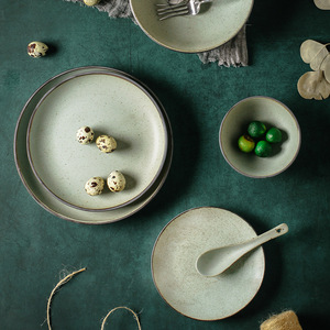 Vente en gros de vaisselle en céramique nordique rétro de style japonais, bol, assiette, tasse pour dîner, ménage, Internet, inspiration des célébrités - Product Image 2