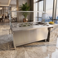 Station de chauffe-buffet électrique personnalisée avec couvercle en verre, multi-compartiments, chauffe-plats isolé, fabrication chinoise, 220V, service rapide de la restauration