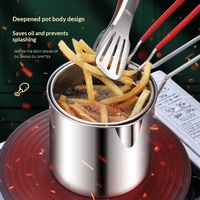 Friteuse en acier inoxydable 304 avec panier filtrant, mini friteuse, économie d'huile, anti-éclaboussures, petite marmite de cuisson pour la cuisine