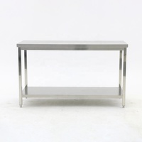 Table de travail robuste en acier inoxydable, plan de préparation pour cuisine commerciale, double étagère, station de lavage multifonctionnelle