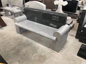 कस्टम काले ग्रेनाइट नक्काशीदार तीन दिल के आकार का कब्रिस्तान Headstones समाधि स्मारक बेंच मेमोरियल - Product Image 4