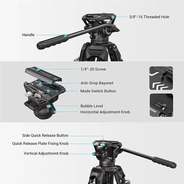 Stable Carbon Fiber Monopod for Camera for 5564 166.5cm/65.6in with 5kg Ball Head & One-Touch Height Adjustment