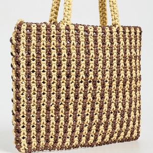 Bolso Tote Bohemio de Ganchillo Personalizado para Mujer, Gran Capacidad, Diseño Abierto, Duradero, con Nudos, Rayas, para Viajes, Verano, Otoño, Portátil - Product Image 4