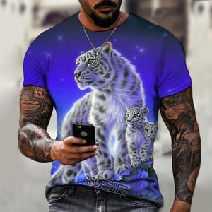Wholesale Tiger Cartoon <strong>3D</strong> <strong>Printing</strong> Men's Knitted Polyester/Cotton Oversized <strong>T</strong>-<strong>shirt</strong> High Quality Summer Top - Product Image 6
