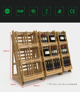 Highbright <b>Rustic</b> Wooden Wine Display Rack with Angled <b>Shelves</b> for Liquor Store & Retail Stores - Product Image 4
