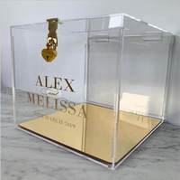 Boîte à dons transparente carrée avec serrure, vitrine de présentation en acrylique pour bureau, rangement