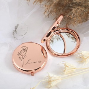UIONEN Miroir de Maquillage Classique Personnalisé en Métal, Technique d'Impression, Pliable, Design Doré, Artisanat DIY 0230 Bureau - Product Image 4