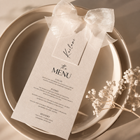 Cartes de menu de mariage personnalisées avec ruban, carte de menu de dîner imprimée personnalisée, menu de table de luxe pour mariage