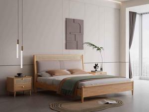 Modern Minimalist Solid Wood <b>Storage</b> Platform <b>Bed</b> <b>Queen</b> Size <b>with</b> Soft Upholstered Headboard and Matching Nightstand Set - Product Image 1