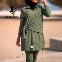Traje de Baño Musulmán de Alta Calidad para Mujer, Color Sólido, con Lazos Laterales, Personalizado por el Fabricante