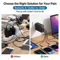 Chargeur mural GaN 140W à 5 ports, 2 USB + 3 Type-C, prise UE, charge rapide, style Macaron, vente en gros directe usine