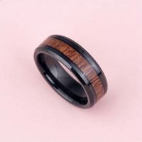 Bague de fiançailles et de mariage tendance, ajustement confortable biseauté, 8 mm, incrustation en bois de koa, carbure de tungstène, pierre précieuse, pour homme et femme